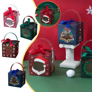 5 boîtes en papier de Noël avec fenêtre et poignée, boîte de cadeau pour bonbons, emballage cadeau pour le Nouvel An, Navidad, décoration de Noël à la maison - Product Image 1
