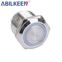 Interrupteur à bouton-poussoir métallique étanche IP65, résistant à la corrosion, à verrouillage, avec anneau LED lumineux, 2A 250V, équipement électrique marin