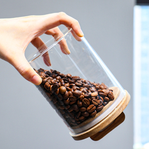 Hũ thủy tinh trong suốt, hũ kín, nắp gỗ, đồ dùng nhà bếp bằng thủy tinh, hộp đựng cà phê, hộp đựng thức ăn di động, chai thủy tinh - Product Image 5