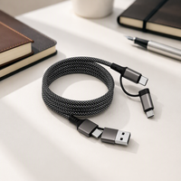 Câble de données magnétique 4-en-1 USB Type-C en nylon, nouvelle conception 2026, charge rapide 3A 60W, idéal pour les cadeaux promotionnels
