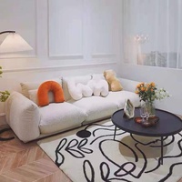 Wabi-Sabi-Stil Granulierter Fleece-Kaschmir-Bezug Dreisitzer-Sofa Weiß Gerade Cremefarbene Moderne Wohnzimmermöbel