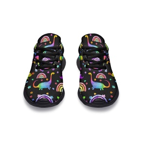 Zapatillas Deportivas al por Mayor de Fábrica, Zapatillas Personalizadas con Estampado de Dinosaurios Arcoíris, Zapatillas Ligeras Casuales para Caminar para Mujer - Product Image 5