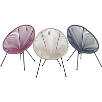 Chaise de jardin en rotin PE pour l'intérieur et l'extérieur, chaise de patio en osier, chaise Acapulco de luxe portable avec cadre en aluminium, pour le salon