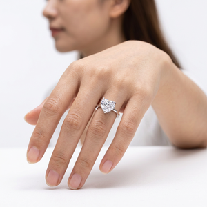 <b>Heart</b> Cut Moissanite <b>Ring</b> 925 Silver Prong Setting Engagement Band for Women Romantic Style - Product Image 5