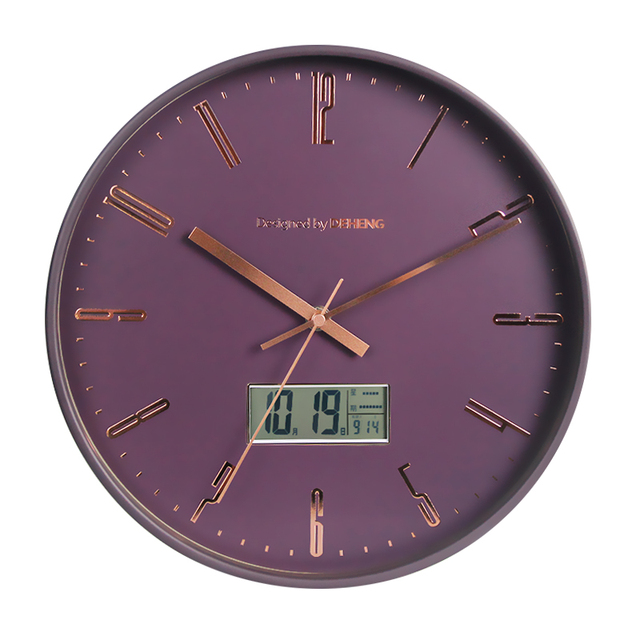 12 Inch Battery Operation Round Modern Digital Custom Clocks Led Wall Clock Wit Day and Date and Week Calendar