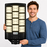 Lampe solaire de rue tout-en-un super lumineuse, étanche IP67, 500W 1000W, pour extérieur, allumage automatique du crépuscule à l'aube, avec télécommande