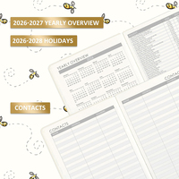 Agenda Prolead Business Office, Encuadernada en Espiral, A5, Ecológica, de Cuero, con Cubierta Impresa Personalizada con Lámina Dorada, 80 Hojas, Opción de Regalo