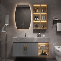 Ensemble de meubles de salle de bain d'hôtel avec miroir Feng Shui classique pliant et dissimulé, en bois massif, résistant à l'eau, avec écran LED