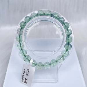 Pulsera de energía curativa de fluorita natural Cristales lisos redondos pulidos para recuerdos de estilo amor y Feng Shui - Product Image 1