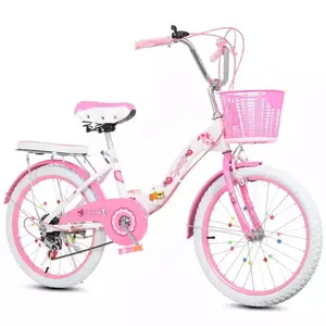Bicicleta plegable para niños de 12 "y 20", bicicleta rosa para niños de 9 años