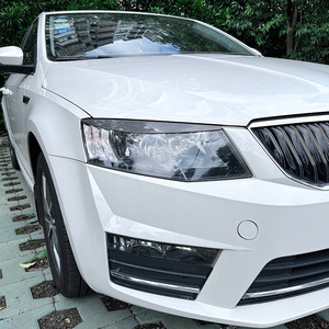 Skoda Octavia Mk3 Headlight Eyebrow Sticker Piano Black Carbon Fiber Texture Adhesive Body Decal 2015 2017 - Product Image 3