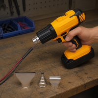 Pistola de Calor Inalámbrica de 21V, Pistola de Aire Caliente Portátil de Iones de Litio con Temperatura Ajustable y 3 Boquillas para Encoger Tubos de PVC y Soldar