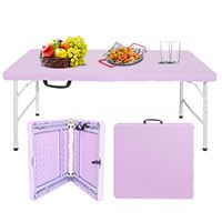 Bureau pliant moderne en PVC, portable, intérieur/extérieur, 3 hauteurs réglables, avec poignée, blanc