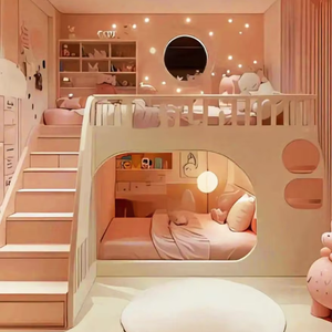 <span class=keywords><strong>Cama</strong></span> <span class=keywords><strong>litera</strong></span> infantil de madera maciza estilo crema de <span class=keywords><strong>135</strong></span> metros, moderna y sencilla, <span class=keywords><strong>cama</strong></span> <span class=keywords><strong>litera</strong></span> doble acogedora estilo princesa para dormitorio de niña - Product Image 1