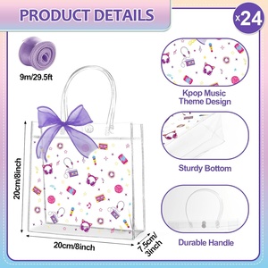Bolsas de Regalo Transparentes de PVC con Temática de Kpop para Fiestas de Cumpleaños, con Cinta, Bolsas para Dulces y Regalos con Asas, Cantante Popular - Product Image 2