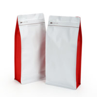 Vente en gros bon marché Sacs à café en stock quantité minimale de commande bas fond plat blanc avec valve et fermeture éclair
