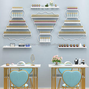 K <b>Nail</b> Polish <b>Wall</b> Organizer Gold Metal Cosmetic <b>Nail</b> Polish Stand Display Rack Set <b>Wall</b> Mounted <b>Nail</b> Polish Rack - Product Image 5