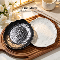 Assiettes à dîner en PP à texture de roche irrégulière de style nordique, écologiques, sans BPA, vaisselle pour restaurant, dîner à domicile, dessert, assiette à fruits, assiette à collation