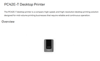 Imprimante d'étiquettes de bureau à transfert thermique Honeywell PC42E-T, Ethernet USB, 4 pouces, machine d'impression de rubans