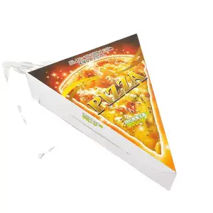 新设计专业包装披萨盒标志彩色绿色米品牌三角迷你批发披萨盒