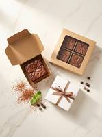 Boîtes de boulangerie en papier écologiques en gros pour gâteaux, crêpes, burgers, gaufres, brownies au chocolat, avec pelliculage mat pour la restauration et les repas.