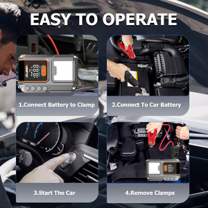 <span class=keywords><strong>Mini</strong></span> arrancador de coche de 99800mAh 1000A con batería de litio de 12V, Banco de energía, paquete de salto con compresor de aire, cargador de refuerzo para coche - Product Image 6