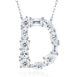Collar de Moissanita con Corte Múltiple VVS, Letra C, Apto para Probador de Diamantes, Chapado en Platino sobre Plata 925, Joyería Fina Elegante - Product Image 2