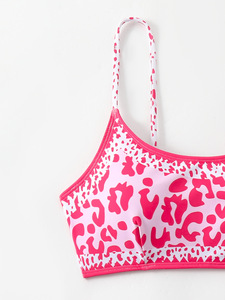 Maillot de bain deux pièces rose solide pour femmes maillot de bain à séchage rapide écologique avec soutien-gorge push-up rembourré amovible ensembles de bikini sexy - Product Image 5