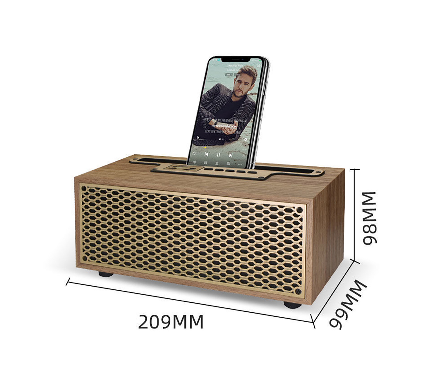 GAS-XM5レトロウッドグレインBTスピーカーTWSワイヤレス家庭用