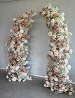 Gapura Bunga Buatan Bentuk Tanduk 8ft, Gapura Bunga Mawar Hydrangea Campuran untuk Resepsi Pernikahan Dalam Ruangan