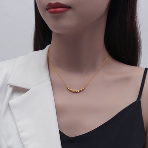 Non ternir 18K or rempli plaqué <span class=keywords><strong>Couple</strong></span> mode Fine ensemble bijoux pour femmes en acier inoxydable boule perle couches Chocker collier - Product Image 6