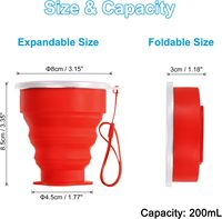 Gobelet pliable en silicone portable de 6,8 oz, gobelet pliable en plastique réutilisable, gobelets de poche en silicone OEM pour le camping en plein air