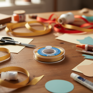 Il nastro in raso 0,3 cm x 80Y colore oro per lavori artigianali - Product Image 3