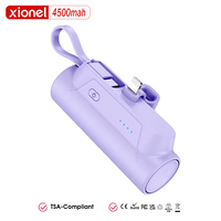 Batterie externe mini 4500 mAh format poche avec câble Type C, support de téléphone, pour voyage, urgence, portable, vente en gros