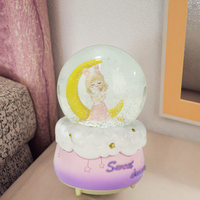 Enchanted Resin Moon Fairy Snow Globe-Décoration de bureau à veilleuse LED, cadeau de chambre magique pour les anniversaires et Noël des filles