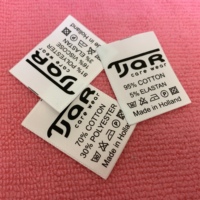 Étiquette de textile lavable de contenu d'impression, étiquette droite de contenu de satin de coupe pour l'écharpe