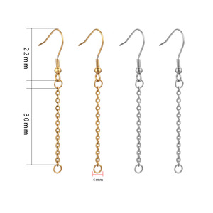 Ear Chain <b>Hook</b> Findings | 18K PVD Stainless Steel Fish <b>Hook</b> <b>Earring</b> Wire with Chain for DIY Jewelry Accessories - Product Image 4