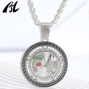 Galvani sierter rotierender Hahn-Medaillen anhänger aus 14 Karat <span class=keywords><strong>Gold</strong></span>, perfekt mit kubanischer Kette - Product Image 4