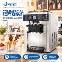 Machine à glaces à 3 saveurs en acier inoxydable avec distributeur automatique, électrique, 1000-3000W, AC 100-240V, garantie 1 an