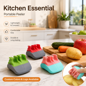 Éplucheur de fruits et légumes double doigt en plastique et acier inoxydable OEM personnalisé pour pommes et légumes - Vente en gros - Product Image 6