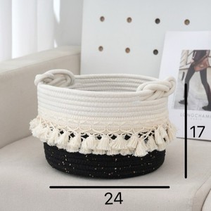 Grande Capacité Boho Élégant Rond Durable Portable Personnalisé Tissé À La Main Coton Corde Panier De Rangement - Product Image 5