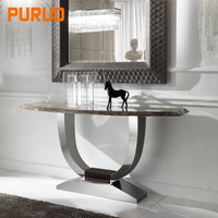Vbipuo — meuble de luxe moderne en acier inoxydable, table de console argentée, en marbre blanc, pour couloir
