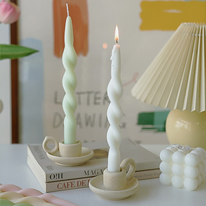 Velas Cónicas Espirales de Parafina Personalizadas Huaming, Hechas a Mano, Color Rosa Macaron, sin Llama, para Bodas y Cenas - Product Image 2