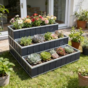 Jardinière surélevée modulaire à 3 niveaux en acier galvanisé, fabricant de bacs à plantes métalliques pour la vente en gros, jardinière surélevée d'extérieur - Product Image 1