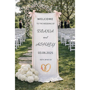 Panneau de bienvenue personnalisé pour mariage LANJO, bannière en tissu de lin personnalisée pour l'entrée, la fête de mariage, la fête de fiançailles, la décoration murale de la maison - Product Image 3