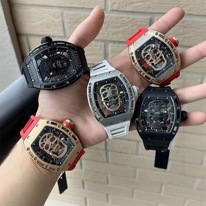 Montre automatique squelette style crâne RM5201, boîtier tonneau en carbone ou titane, verre saphir, bracelet en caoutchouc - Product Image 1