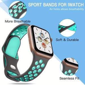 Silikonarmband für IWatch Apple Watch Ultra 3 2 Series 11 10 9 8 7 6 5 SE 3 2 46mm 45mm 44mm Atmungsaktives Sportarmband für Damen und Herren - Product Image 5
