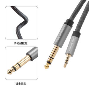 Cable de audio trenzado de 3,5 mm a 6,5 mm macho a macho para ordenador, amplificador, altavoz, consola de mezclas, uso de audio y vídeo - Product Image 3