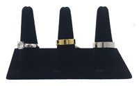 Lot de 2 présentoirs à trois doigts en velours noir pour plusieurs bagues.