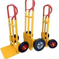 Chariot à main pliable en acier inoxydable de fabrication OEM avec roues en caoutchouc massif et poignée de protection pour le stockage en entrepôt et les outils